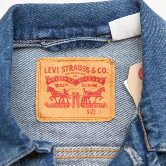 LEVIS Faded Blue Stretch Denim Jean Jacket